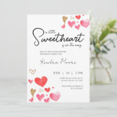 Kleine Sweetheart Babydusche Einladung (Stehend Vorderseite)