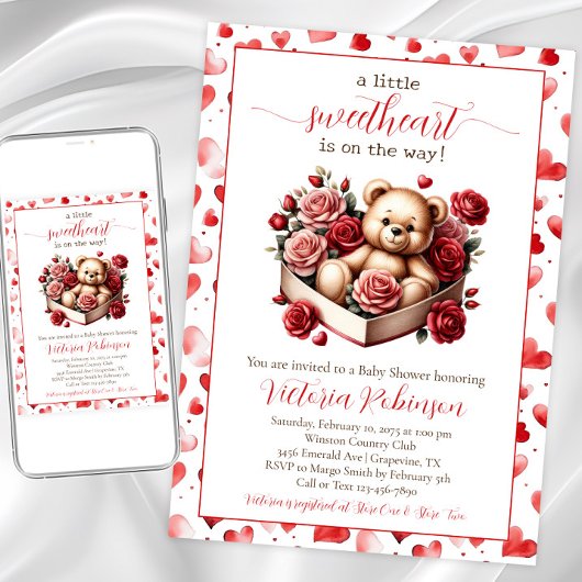 Kleine Sweetheart Bear Baby Dusche Einladung