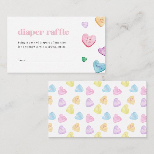 Kleine Sweetheart Diaper Raffle Card Baby Dusche Visitenkarte (Vorne/Hinten)