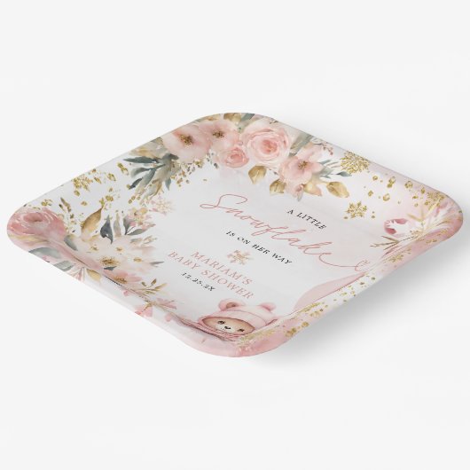 Kleine Sweetheart Pink Bläserbeere Babydusche Pappteller (Gewinkelt)