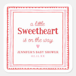 Kleine Sweetheart Valentine-Dusche Quadratischer Aufkleber