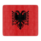 Kleine Tafel aus Glas - Flagge Albaniens Schneidebrett (Vorderseite)