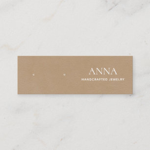 Kleine Tan Beige Leder Ohrring-Anzeige Mini Visitenkarte