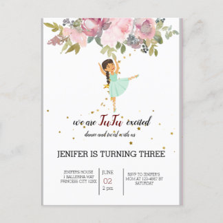 Kleine Tänzerin | Rosa florale Ballerina-Geburtsta Postkarte