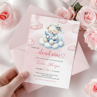 Kleine Teddybär-Baby-Party-Einladung Cloud 9 Thema Einladung
