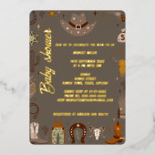 kleine texanische Cowboy geschlechtsneutrale Babyd Folieneinladung (Vorderseite)