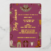 kleine texanische Cowgirl Babydusche Folieneinladung (Vorderseite)