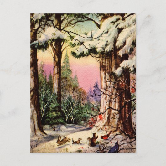 Kleine Tiere im Schnee Postkarte (Vorderseite)