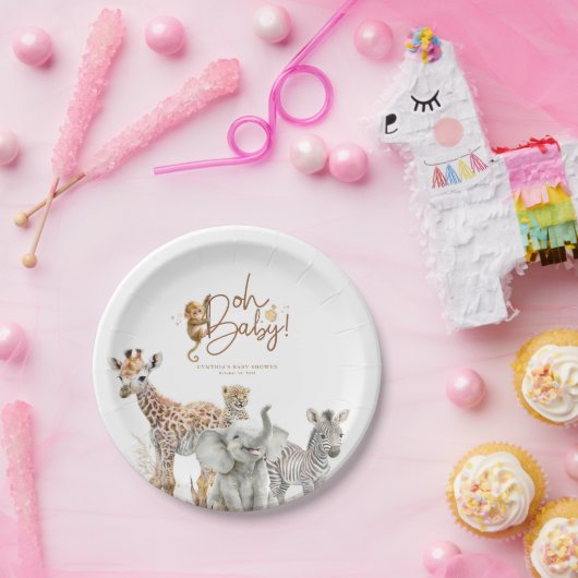 Kleine Tiere Jungle Safari Baby Dusche Brown Pappteller (Party)