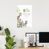 Kleine Tiere Safari Jungle Baby Dusche Willkommen Poster (Heimbüro)