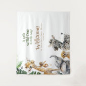Kleine Tiere Safari Jungle Baby Dusche Willkommen Wandteppich (Vorderseite)