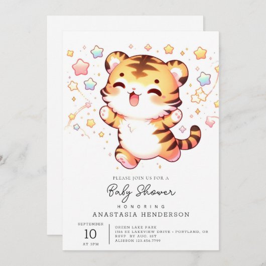 Kleine Tiger Baby Dusche Einladung (Vorne/Hinten)