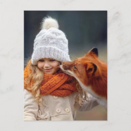 Kleine Tochter und Fuchs Postkarte