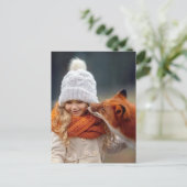 Kleine Tochter und Fuchs Postkarte (Stehend Vorderseite)