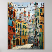 Kleine Touristenstadt mit vielen bunten Häusern Li Poster (Vorne)