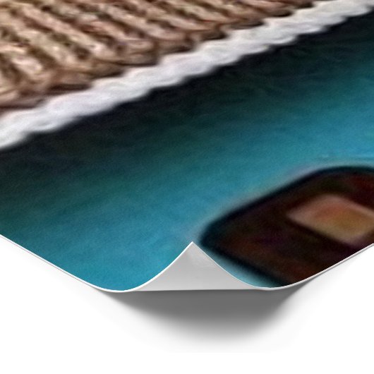 Kleine Touristenstadt mit vielen bunten Häusern Poster (Ecke)