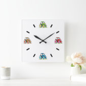 Kleine Traktoren, weiße Acrylwand Quadratische Wanduhr (Zuhause)