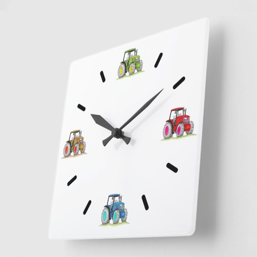 Kleine Traktoren, weiße Acrylwand Quadratische Wanduhr (Winkel)