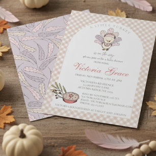 Kleine Truthahn Herbst Mädchen Baby Shower Einladung