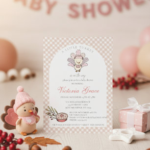 Kleine Truthahn Herbst Mädchen Baby Shower Einladung