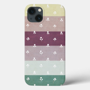 Kleine Tulpen auf Pastellstreifen iPhone 13 Hülle