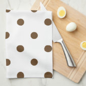 Kleine Tupfen - dunkles Brown auf Weiß Küchentuch (Viertel Falte)