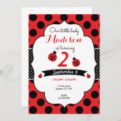 Kleine Tupfen-Einladung Damen-Ladybug Birthday Einladung (Vorne/Hinten)