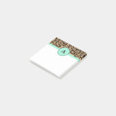 Kleine Türkis Leopard Monogramm Post It Notizen (angewinkelt)