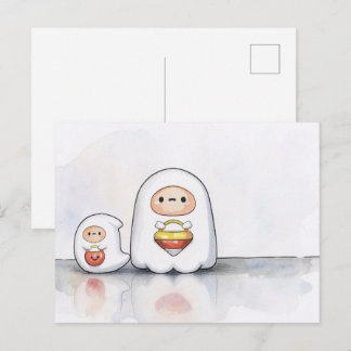 Kleine und kleine Halloween-Geister  Postkarte
