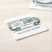 Kleine Unternehmen mit Namen für Unternehmen Van Rechteckiger Pappuntersetzer (angewinkelt)