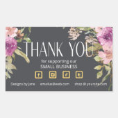 Kleine Unternehmen Vielen Dank Logo Dusty Pink Flo Rechteckiger Aufkleber (Vorderseite)