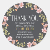 Kleine Unternehmen Vielen Dank Logo Dusty Pink Flo Runder Aufkleber (Vorderseite)