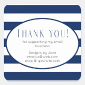 Kleine Unternehmen Vielen Dank, moderne Marine Str Quadratischer Aufkleber (Vorderseite)
