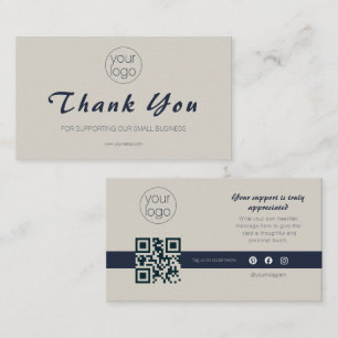 Kleine Unternehmens-Logo-Dankeschön-QR-Karte Navy  Visitenkarte