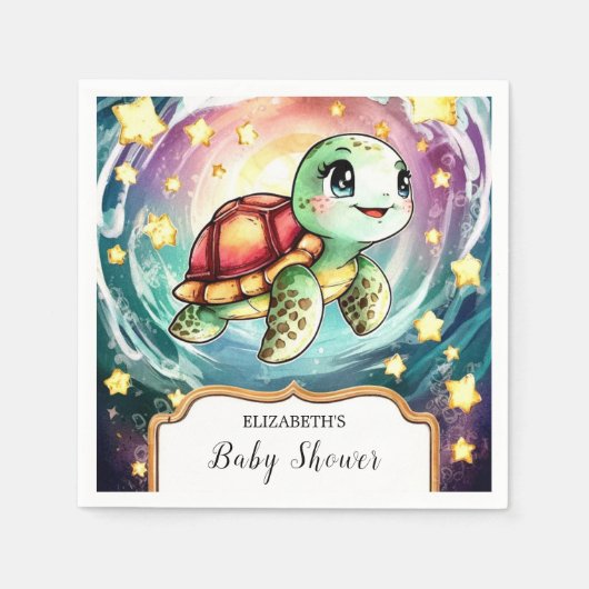 Kleine Unterwasser-Schildkrötendusche Serviette (Vorderseite)