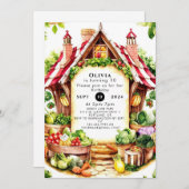 Kleine Veggies Bauern Markt Geburtstag Einladung (Vorne/Hinten)