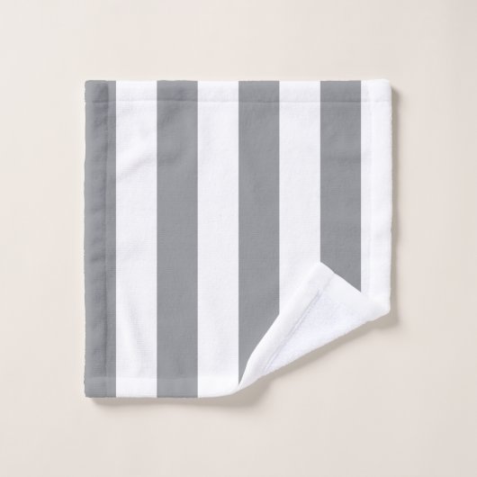 Kleine vertikale graue Streifen Badhandtuch Set (Waschlappen)