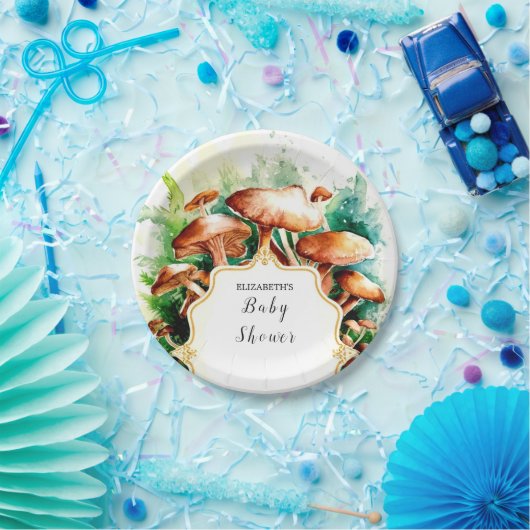 Kleine verzauberte Mushroom-Babydusche Pappteller (Party)