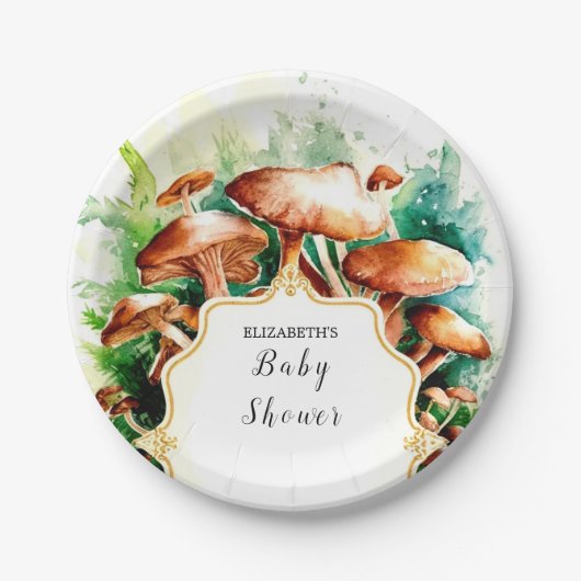 Kleine verzauberte Mushroom-Babydusche Pappteller (Vorderseite)