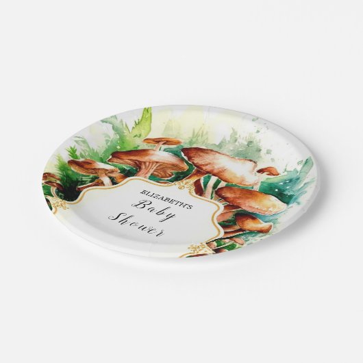 Kleine verzauberte Mushroom-Babydusche Pappteller (Schrägansicht)