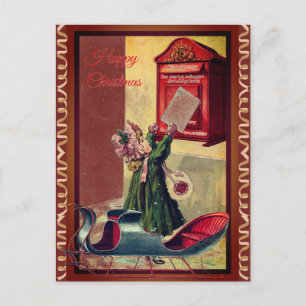 Kleine Vintage Letter-Mailing-Girl Postkarte