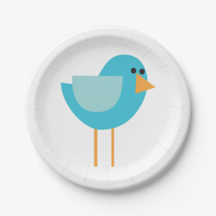 Kleine Vögel (blauer Vogel) Pappteller