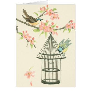 Kleine Vögel, die auf einem Zweig und auf einem Vo