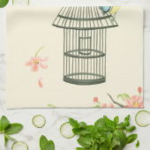 Kleine Vögel, die auf einem Zweig und auf einem Vo Geschirrtuch (Gefaltet)