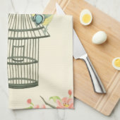 Kleine Vögel, die auf einem Zweig und auf einem Vo Geschirrtuch (Viertel Falte)