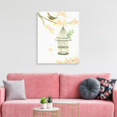 Kleine Vögel, die auf einem Zweig und auf einem Vo Leinwanddruck (Insitu (Wohnzimmer))