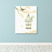 Kleine Vögel, die auf einem Zweig und auf einem Vo Leinwanddruck (Insitu (Holzboden))