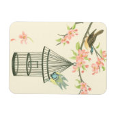 Kleine Vögel, die auf einem Zweig und auf einem Vo Magnet (Horizontal)