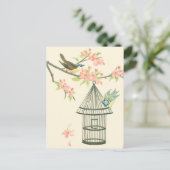 Kleine Vögel, die auf einem Zweig und auf einem Vo Postkarte (Stehend Vorderseite)