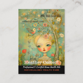 Kleine Vögel helfen Händen des Betreuers Visitenkarte